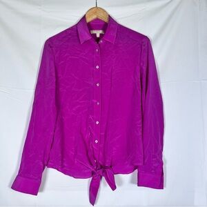 BANANA REPUBLIC 100% Silk Fuchsia Sheer Blouse - Women's Size‎ 6